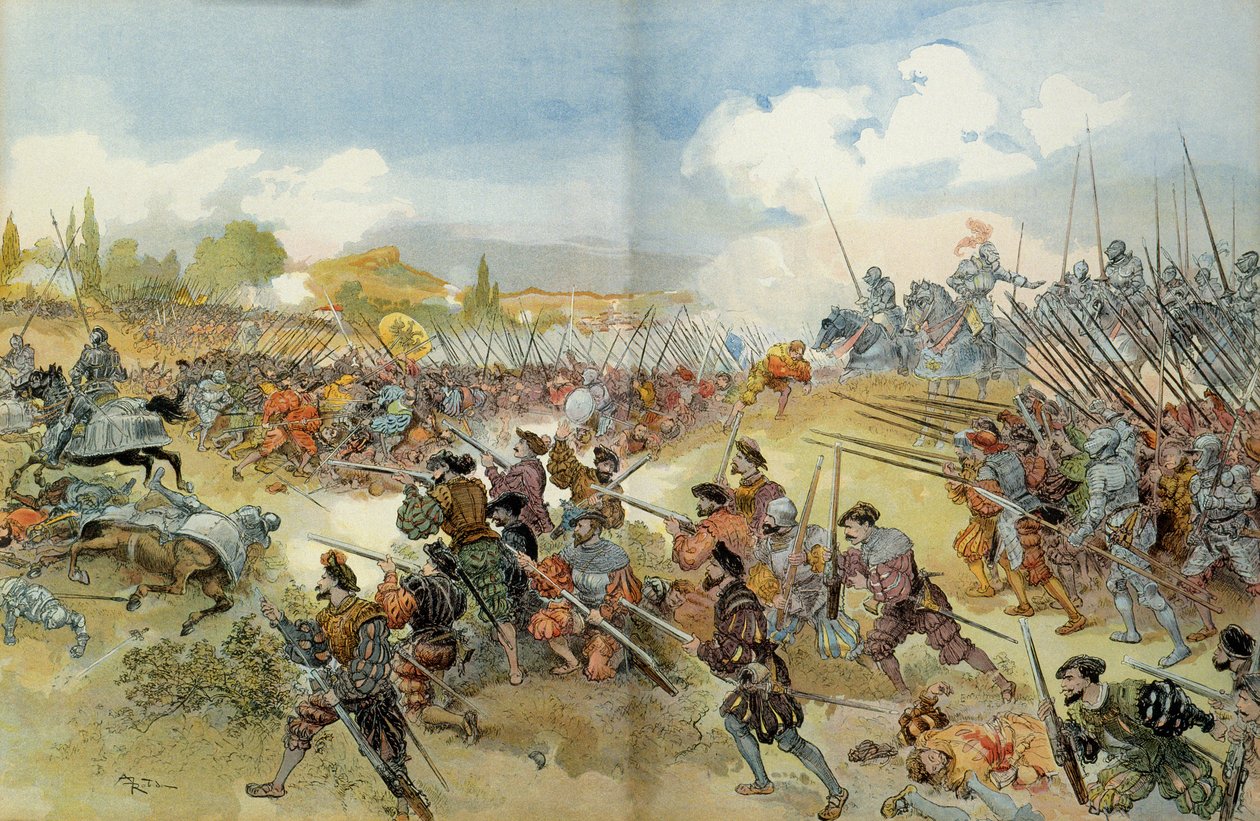Yhdeksäs Italian sota (1542-1546): Cherryn taistelu (Italia) tekijältä Albert Robida
