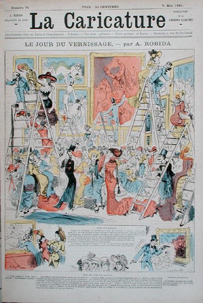 Avajaispäivä, "La Caricature", 7. toukokuuta 1891 (värilitho) tekijältä Albert Robida