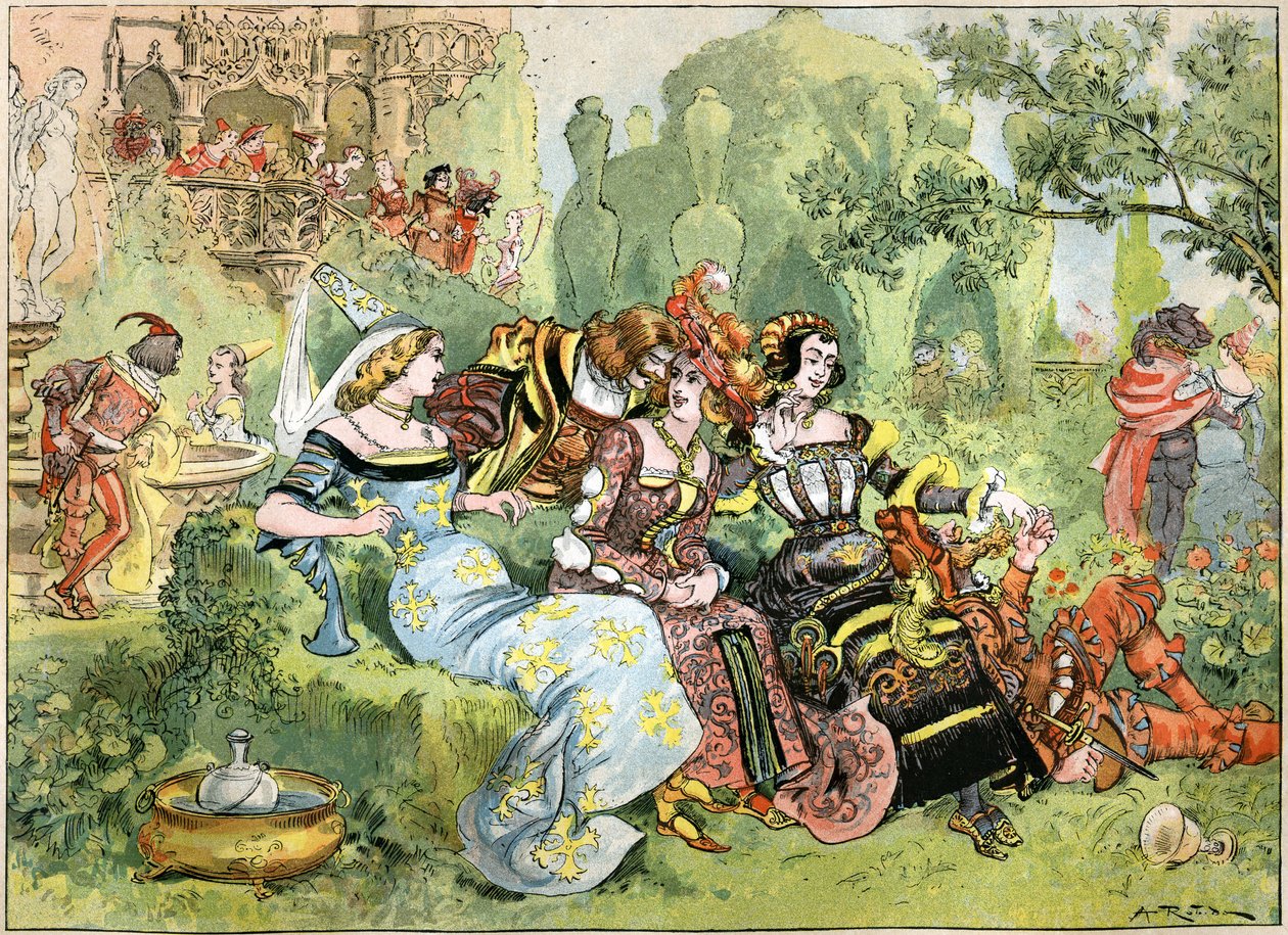 Kohtaus "Gargantuasta", Robidan kuvitus Francois Rabelais
