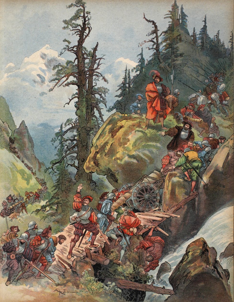 Alppien ylitys, kuvitus teoksesta 