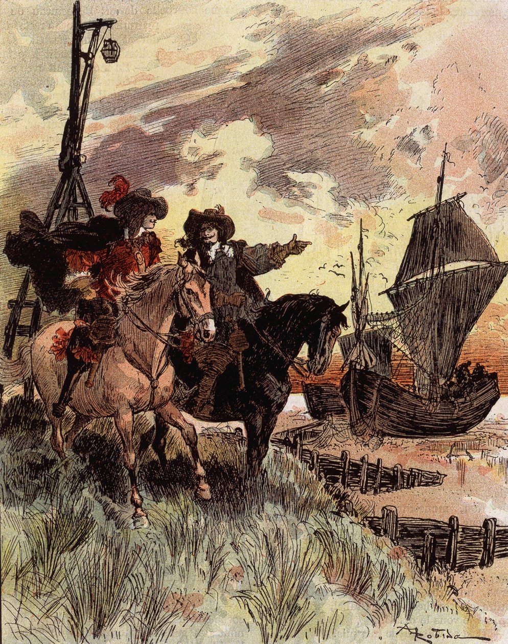 Kapteeni Bellormeaun ujous - "" Bellormeau tarkasti Fort Philippen"". Hahmo Albert Robidan kirjasta. Kansi "" Pieni ranskalainen kuvitettu""", 16.12.1899. tekijältä Albert Robida
