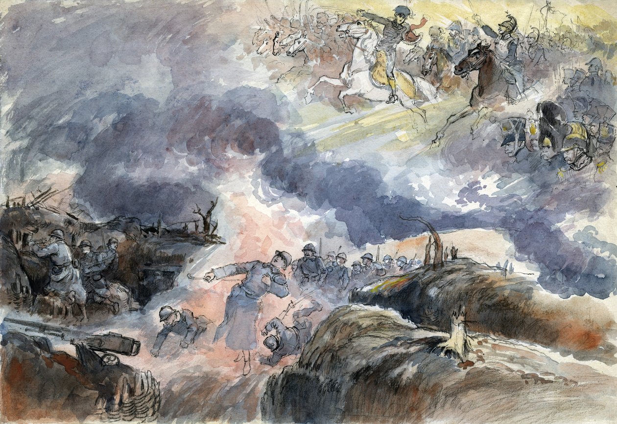 Kaksi Muratia. 1914-1918 (litografia) tekijältä Albert Robida