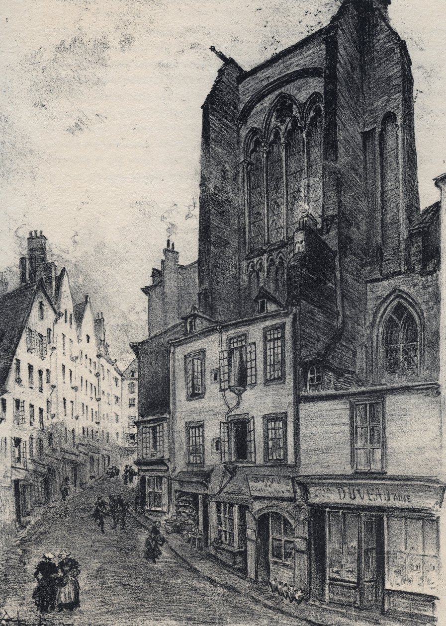 Katu Saint Malossa - Vanha Ranska - Bretagne - tekstiä, piirustuksia ja litografioita, Albert Robida (1848-1926), päivätty 1800-luvun loppu tekijältä Albert Robida