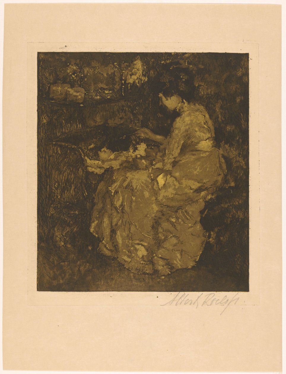 Dona alimentant un nen en un bressol de farinetes tekijältä Albert Roelofs (signed by artist)