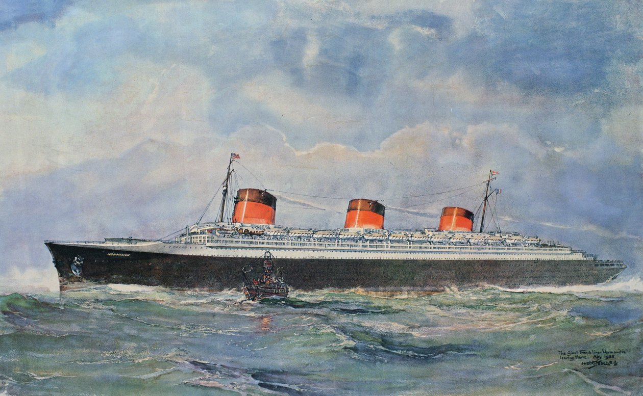SS Normandie -aluksen neitsytmatka Le Havresta, 29. toukokuuta. tekijältä Albert Sébille