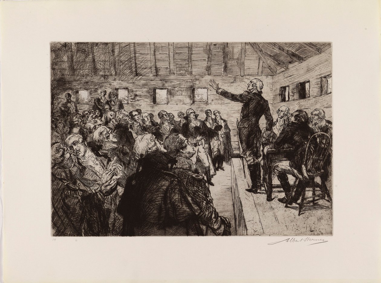Washington estää sotilasdiktatuurin (salkusta "The Bicentennial Pageant of George Washington"). tekijältä Albert Sterner