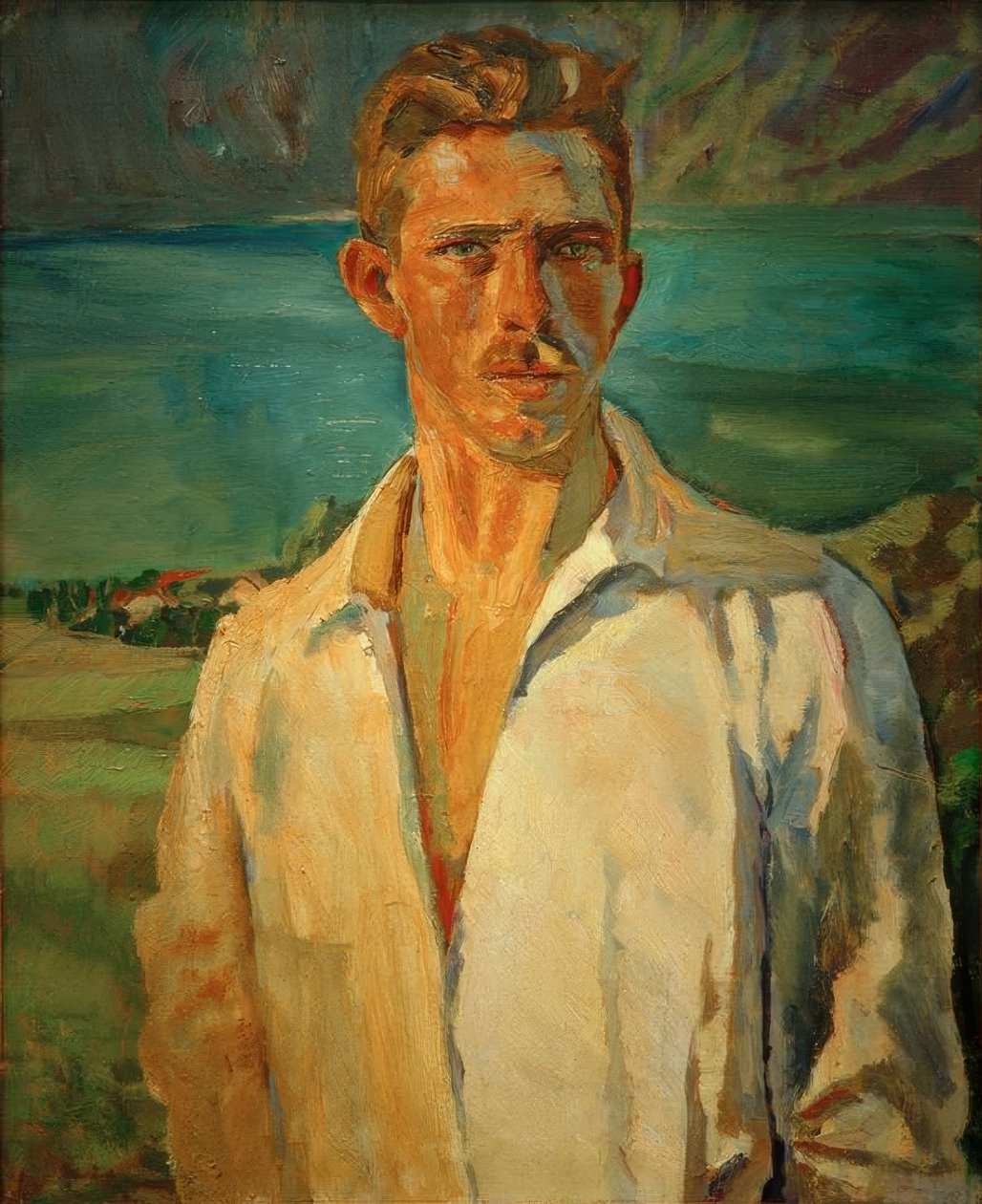 Selbstbildnis am Attersee tekijältä Albert Weisgerber