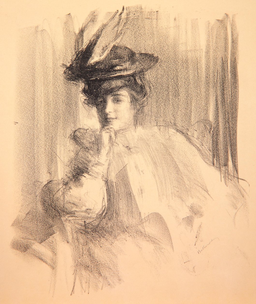 Lili höyhenhattu kanssa, 1907 tekijältä Albert de Belleroche