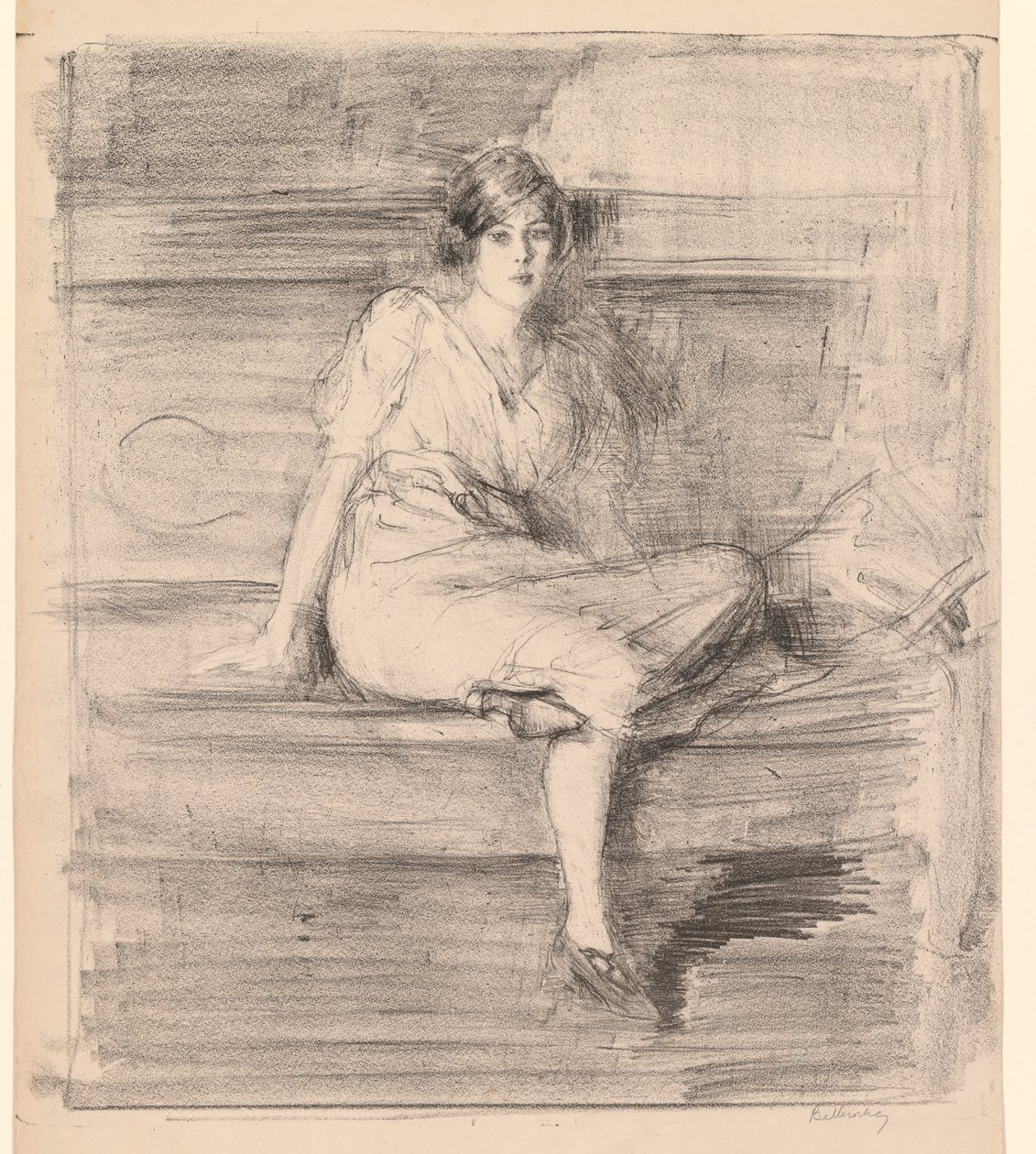 Nimetön nuori nainen istuu, 1914. tekijältä Albert de Belleroche