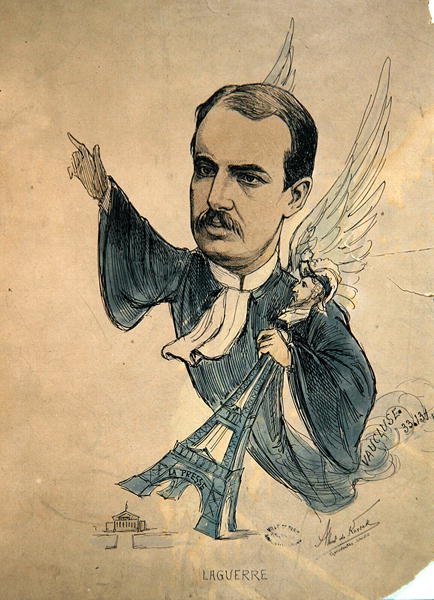 Georges Laguerren karikatyyri, n. 1900 (värilitho) tekijältä Albert de Korsak