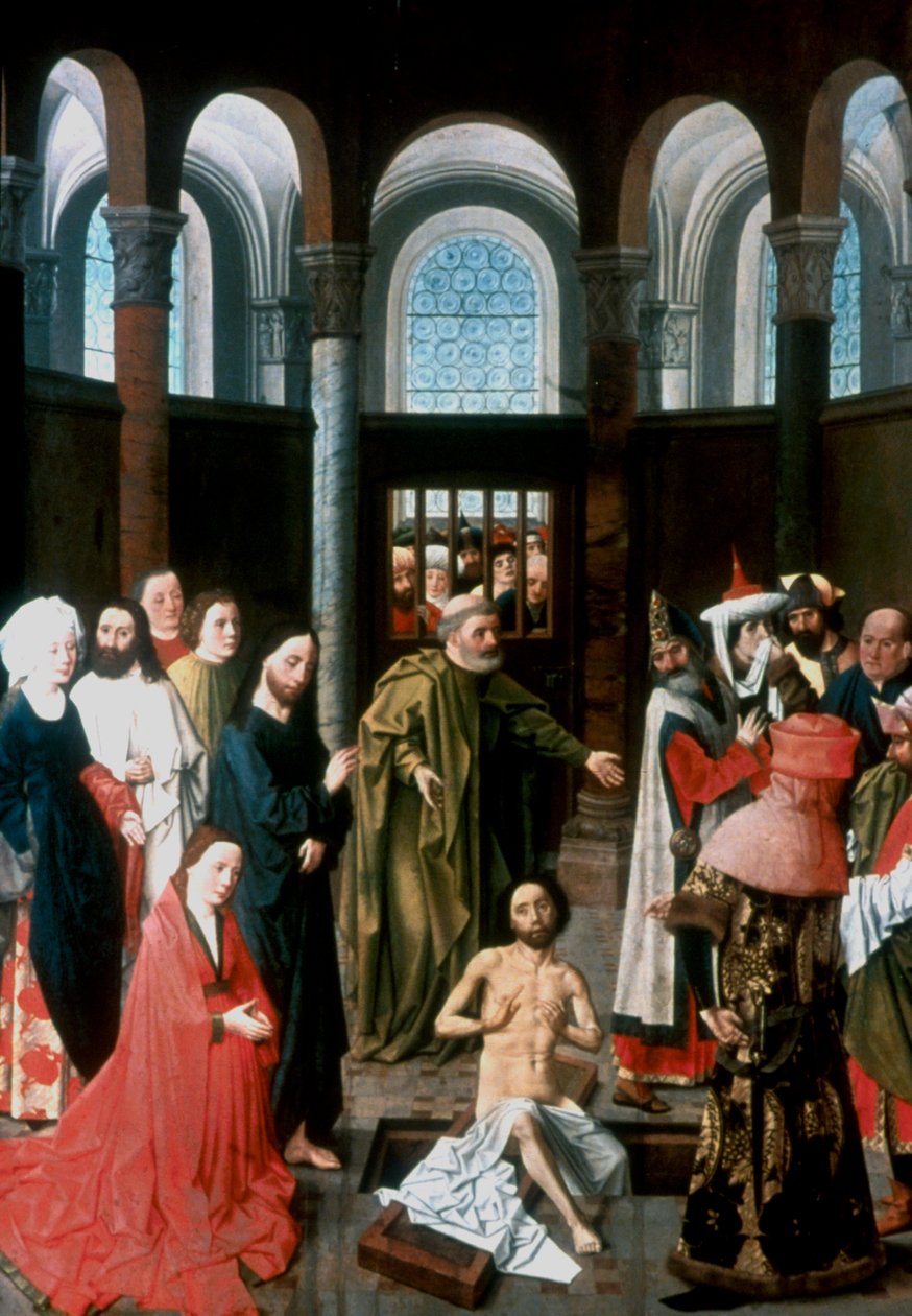 Lasaruksen herättäminen, 1400-luvun puoliväli tekijältä Albert van Ouwater