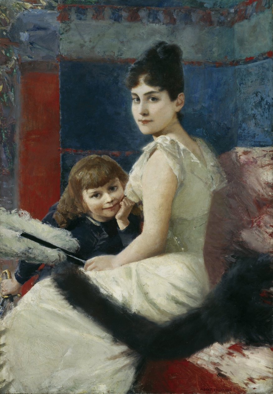 Irene von Keller poikansa Balthasarin kanssa tekijältä Albert von Keller