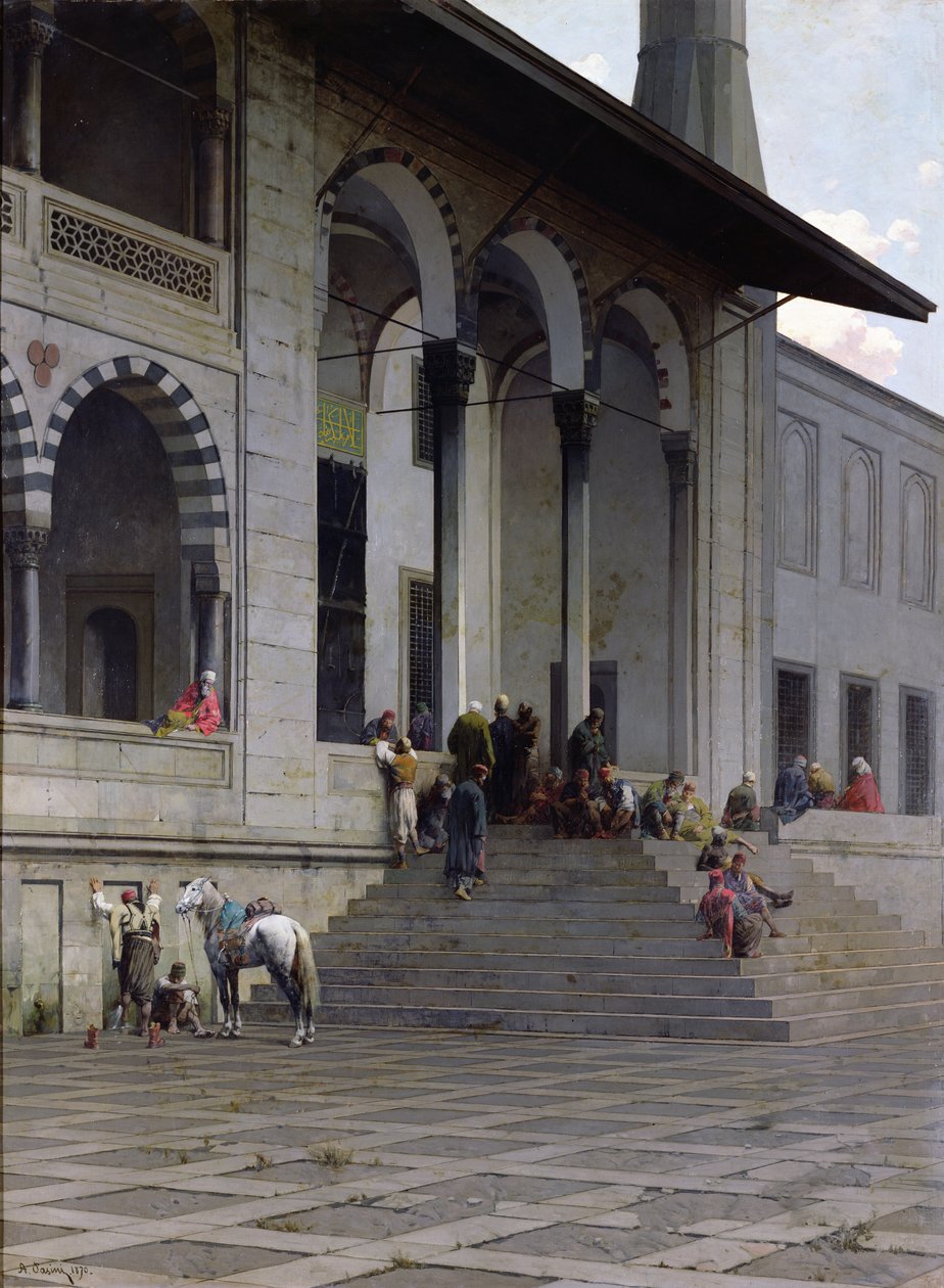 Yeni-Djami-moskeijan sisäänkäynti Konstantinopolissa, 1870 tekijältä Alberto Pasini