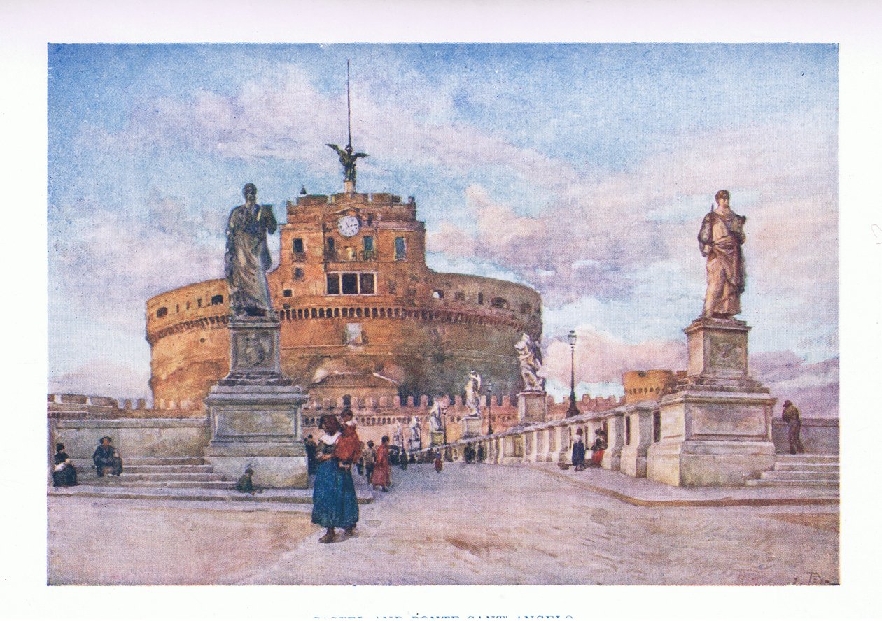 Castel ja Ponte Sant Angelo Roomasta, julkaissut A & C Black Ltd, 1925. tekijältä Alberto Pisa
