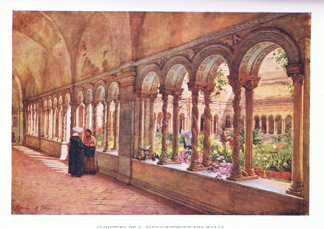 Cloisters of S. Pauls-Without-the -Walls, Roomasta julkaissut A & C Black Ltd, 1925. tekijältä Alberto Pisa