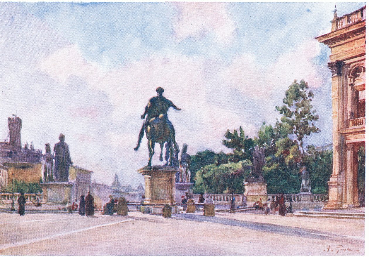 Capitol (Marcus Aureliuksen pronssinen patsas) Roomasta, julkaisija A & C Black Ltd, 1925. tekijältä Alberto Pisa