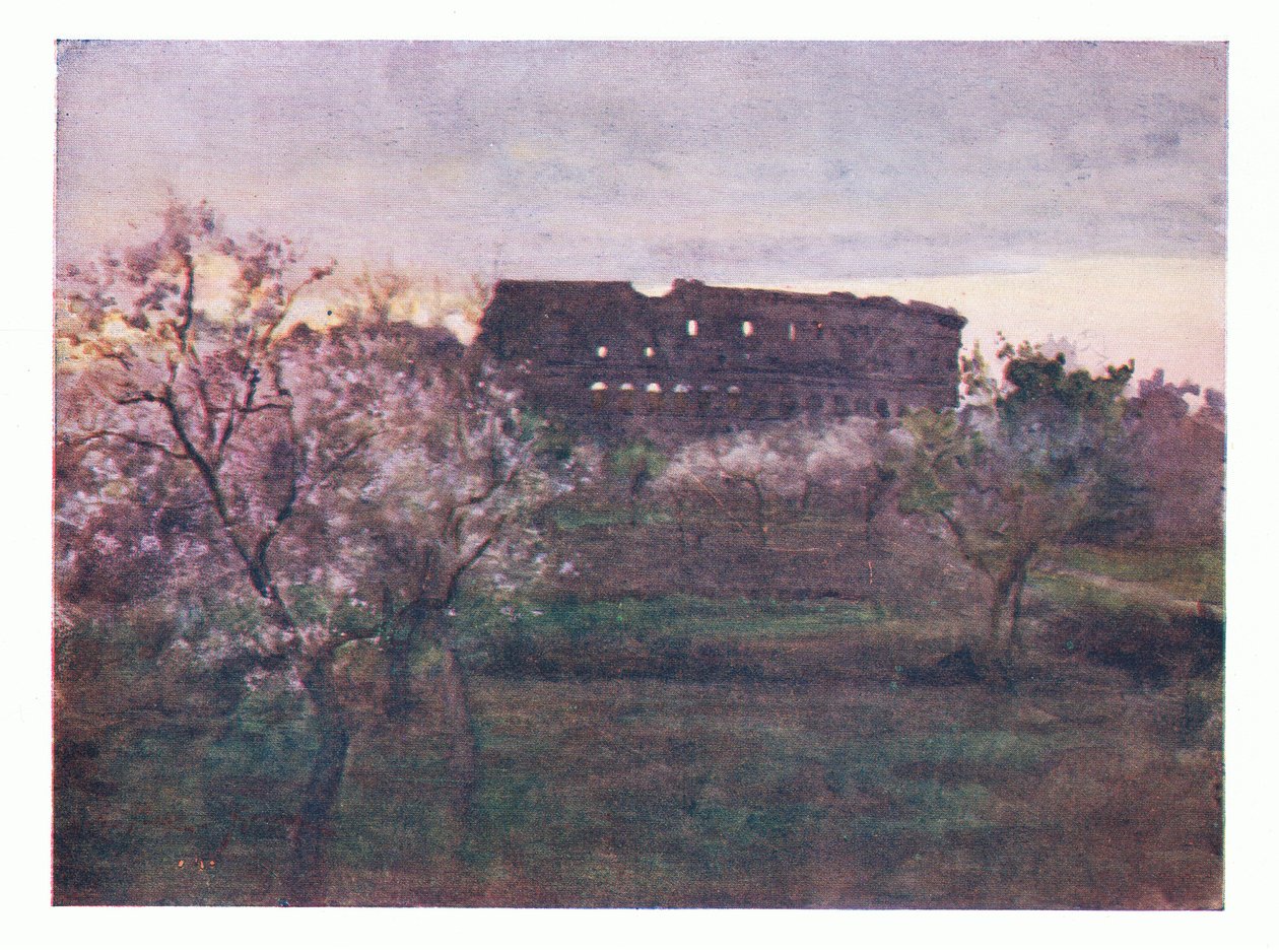 Colosseum auringonlaskun aikaan Roomasta, julkaissut A & C Black Ltd, 1925. tekijältä Alberto Pisa