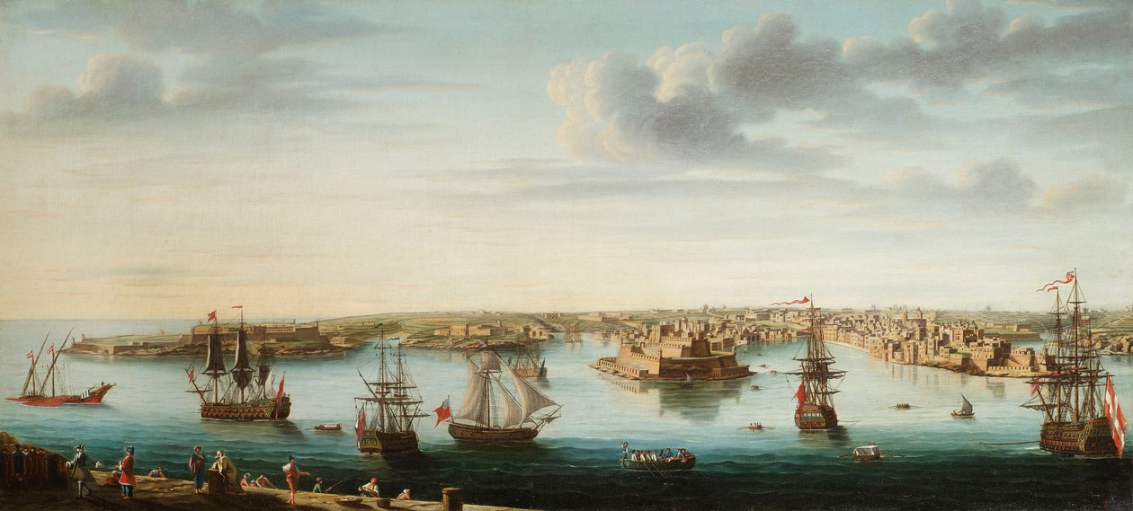 Yksi seitsemästä näkymästä Vallettasta, Maltalta ja sen ympäristöstä, n. 1753 tekijältä Alberto Pullicino