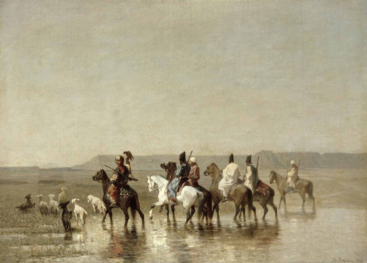 Haukkametsästys, 1862 tekijältä Alberto Pasini