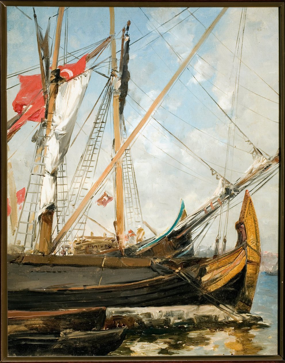 Purjeveneet Bosporinsalmella Turkissa Alberto Pasinin (1826-1899) maalaus 1800-luvulta Genes, Galleria d