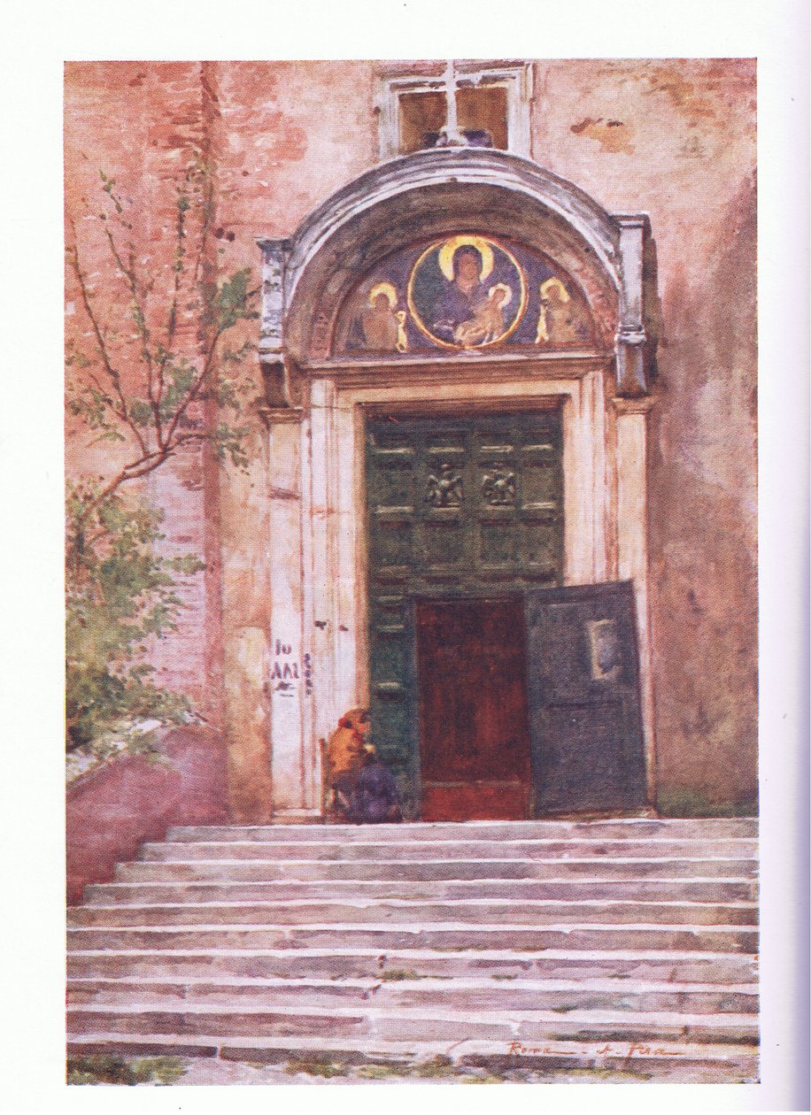 Sisäänkäynti Ara Coeliin Forumilta Roomasta, julkaisija A & C Black Ltd, 1925. tekijältä Alberto Pisa