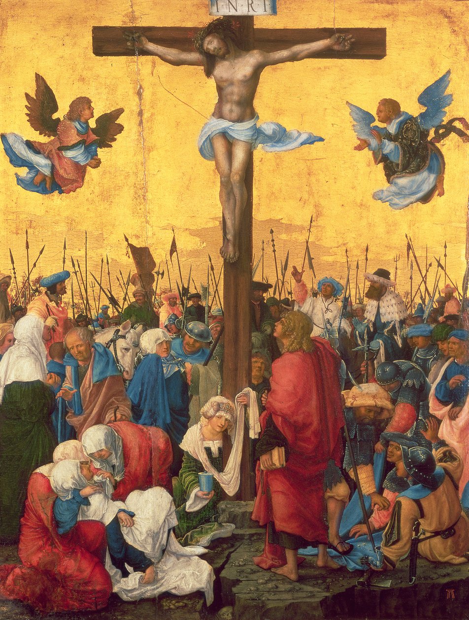 Ristiinnaulitseminen, n. 1518 (öljy limepuulevylle) tekijältä Albrecht Altdorfer