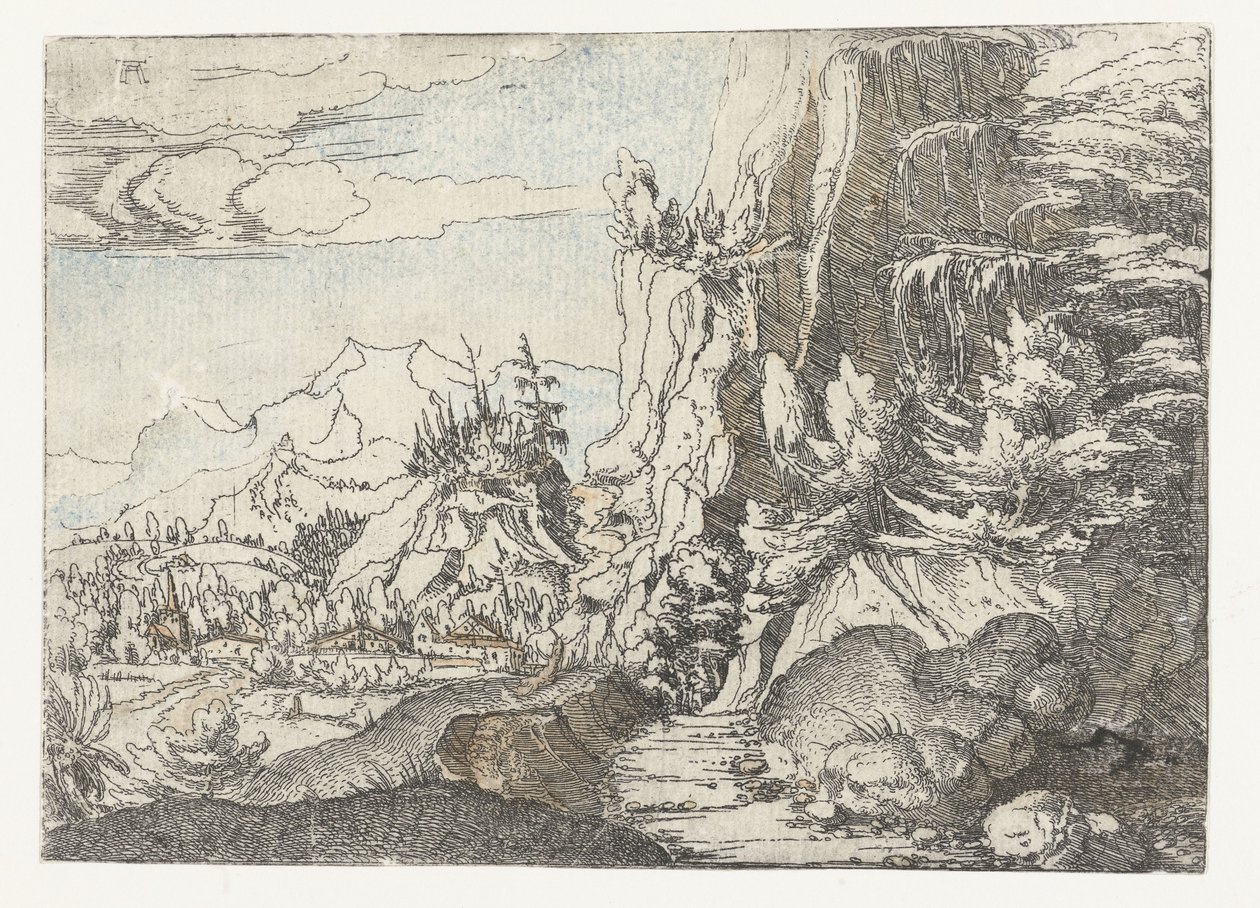 Maisema varjostetulla kalliolla tekijältä Albrecht Altdorfer
