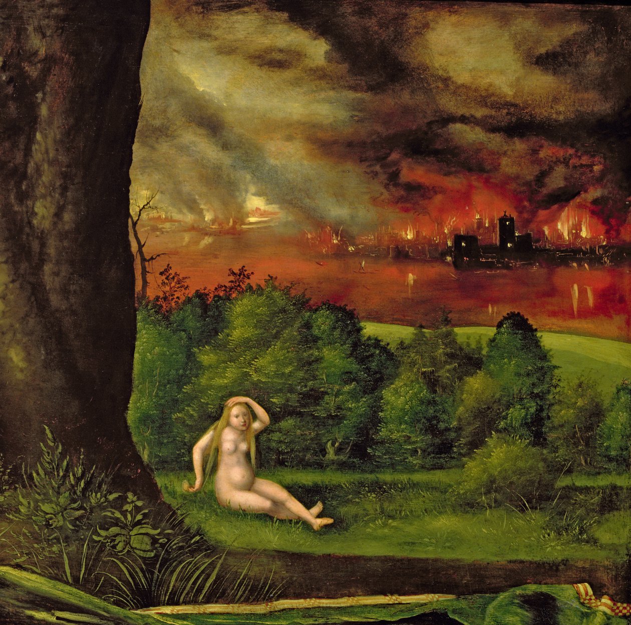 Lot ja hänen tyttärensä, 1537 (yksityiskohta kuvasta 66125) tekijältä Albrecht Altdorfer