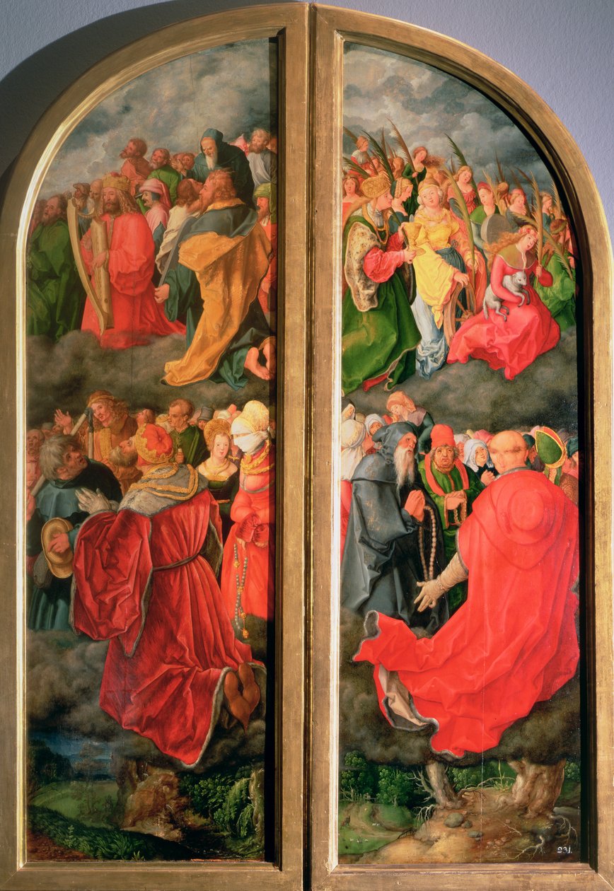Kaikkien pyhien päivän alttaritaulu, osittainen kopio kahden sivupaneelin muodossa, 1500-luku tekijältä Albrecht Dürer