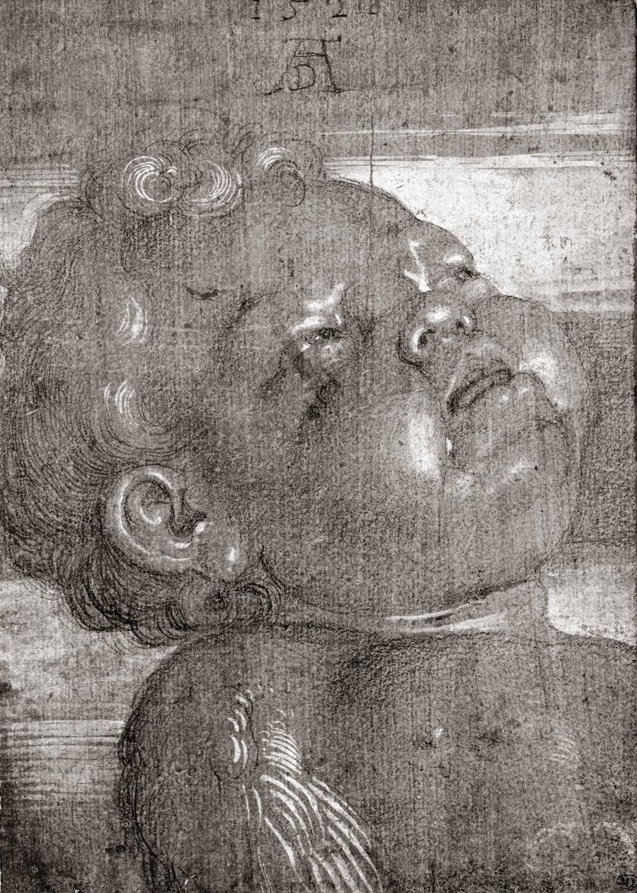 Cherubim Crying, 1521 (grafiitti ja guassi paperilla) tekijältä Albrecht Dürer