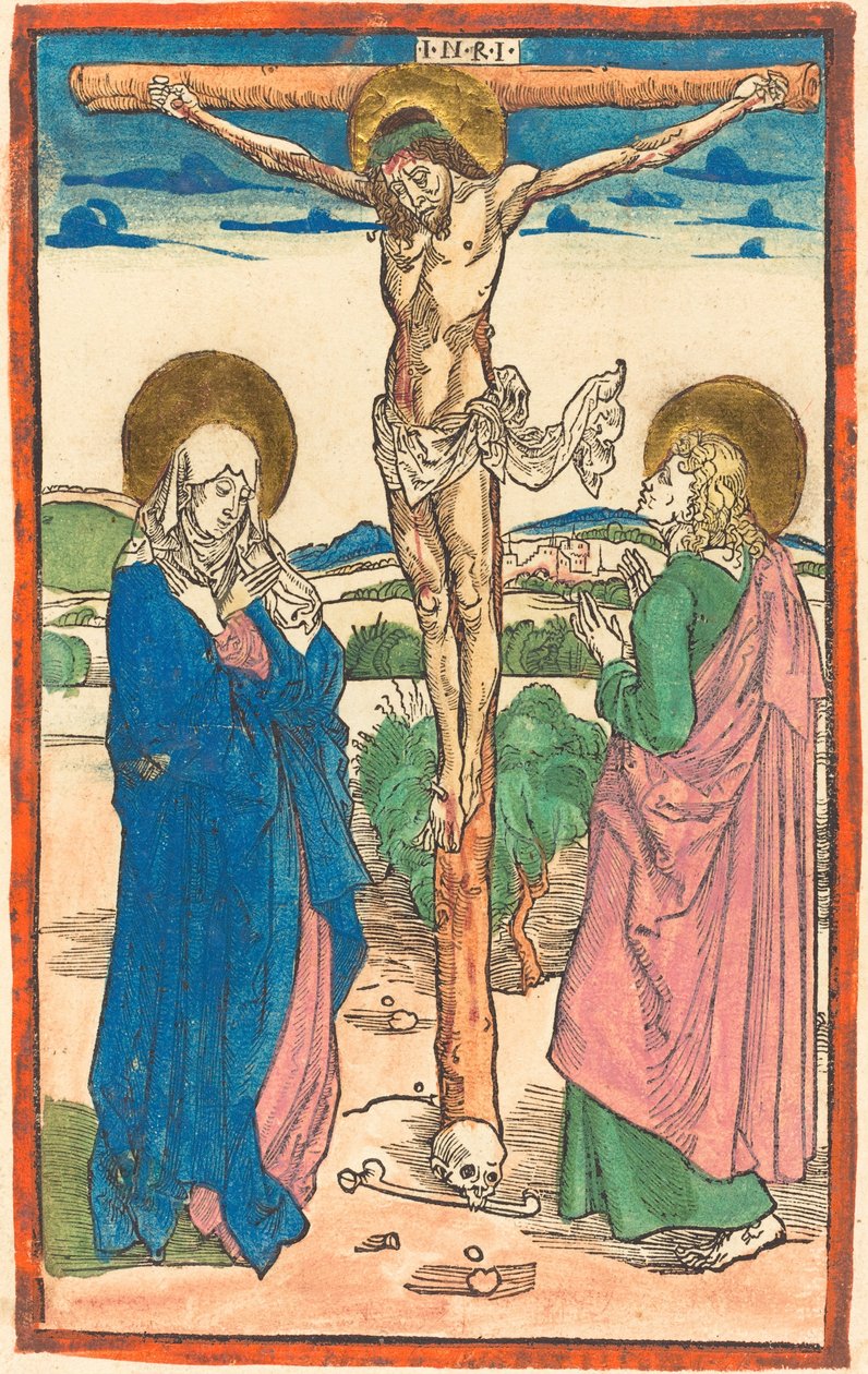 Kristus ristillä Neitsyt ja Pyhän Johanneksen välillä tekijältä Albrecht Dürer