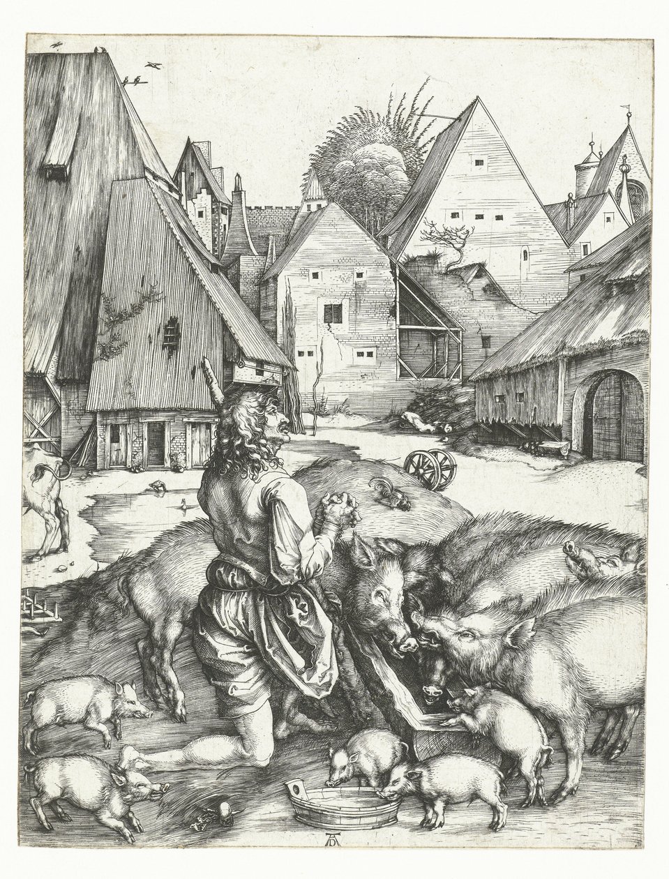Der verlorene Sohn bei den Schweinen tekijältä Albrecht Dürer