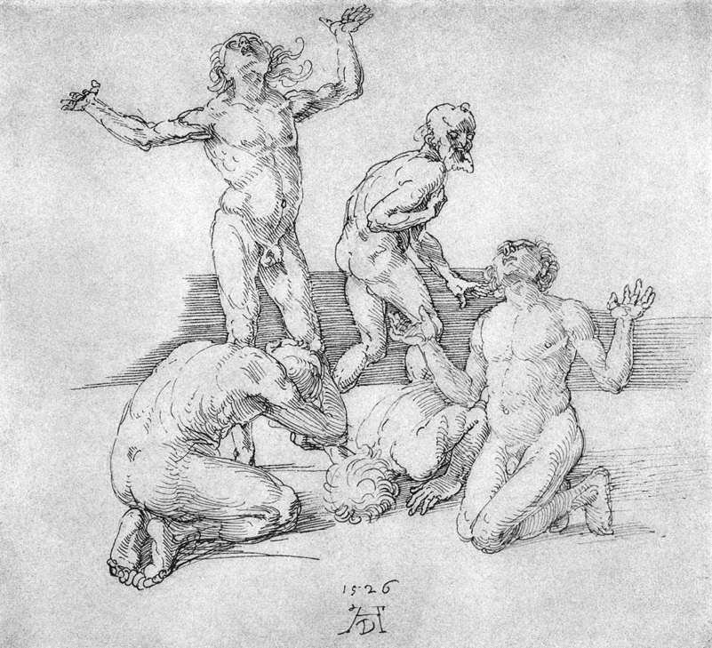 Viisi miespuolista alastonta tekijältä Albrecht Dürer