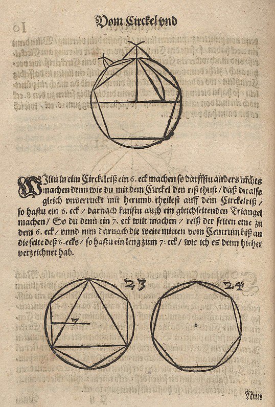 Konstruktion eines Fünf- Sechs- und Siebenecks tekijältä Albrecht Dürer