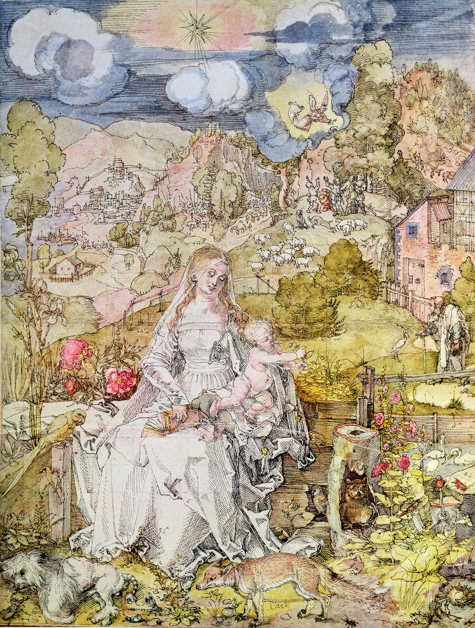 Madonna ja lapsi (akvarelli) tekijältä Albrecht Dürer