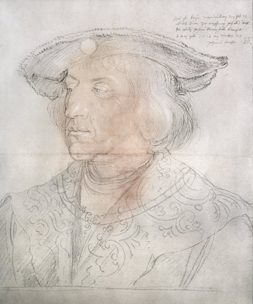 Maximilian I, Saksan keisari (1459-1519), 1518-19 (kynä wc-pesulla) tekijältä Albrecht Dürer
