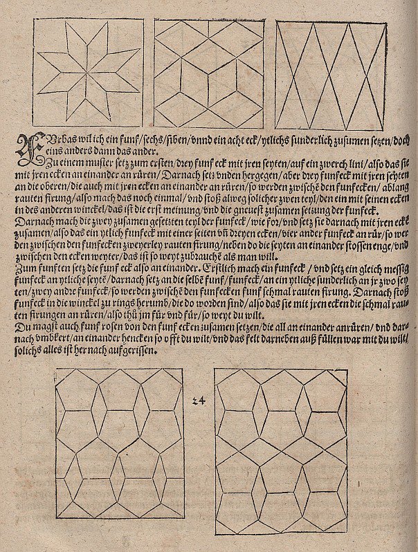 Parkettierungen mit Rhomben und regulären Fünfecken tekijältä Albrecht Dürer