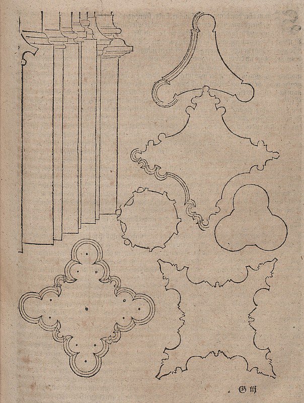 Pfeilersockel und Grundrisse gotischer Bündelpfeiler tekijältä Albrecht Dürer