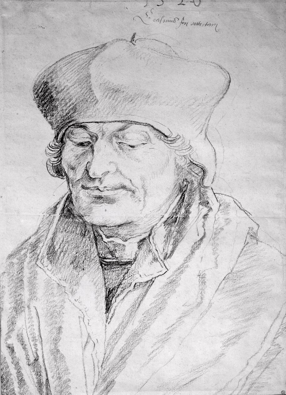 Desiderius Erasmuksen (1469-1536) muotokuva 1520 (hiili paperille) tekijältä Albrecht Dürer