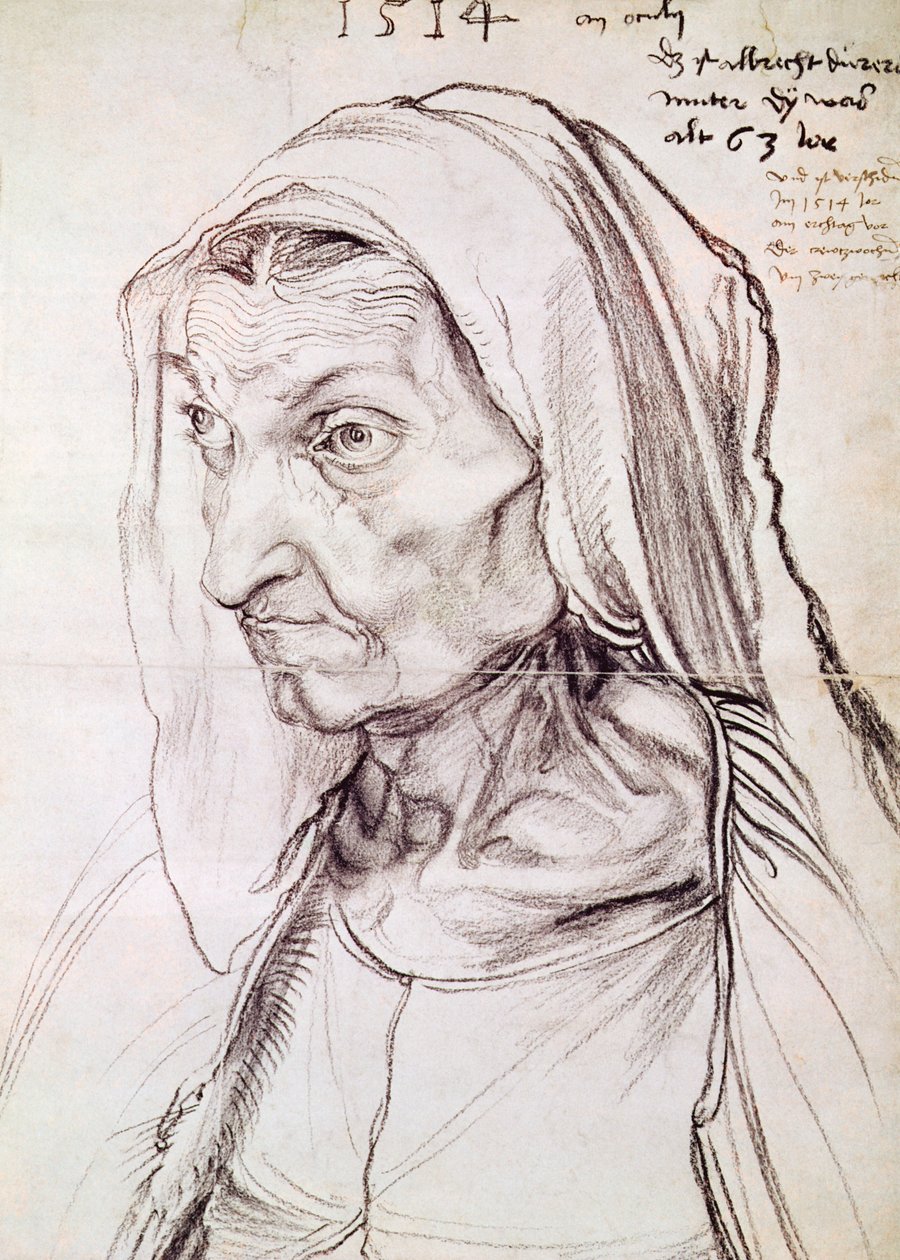Taiteilijan äidin muotokuva, 1514 (hiili paperille) tekijältä Albrecht Dürer