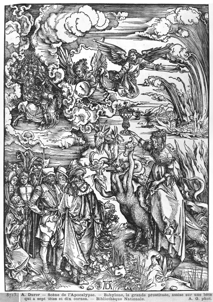 Kohtaus Apokalypsista, suuresta Babylonin huorasta tekijältä Albrecht Dürer