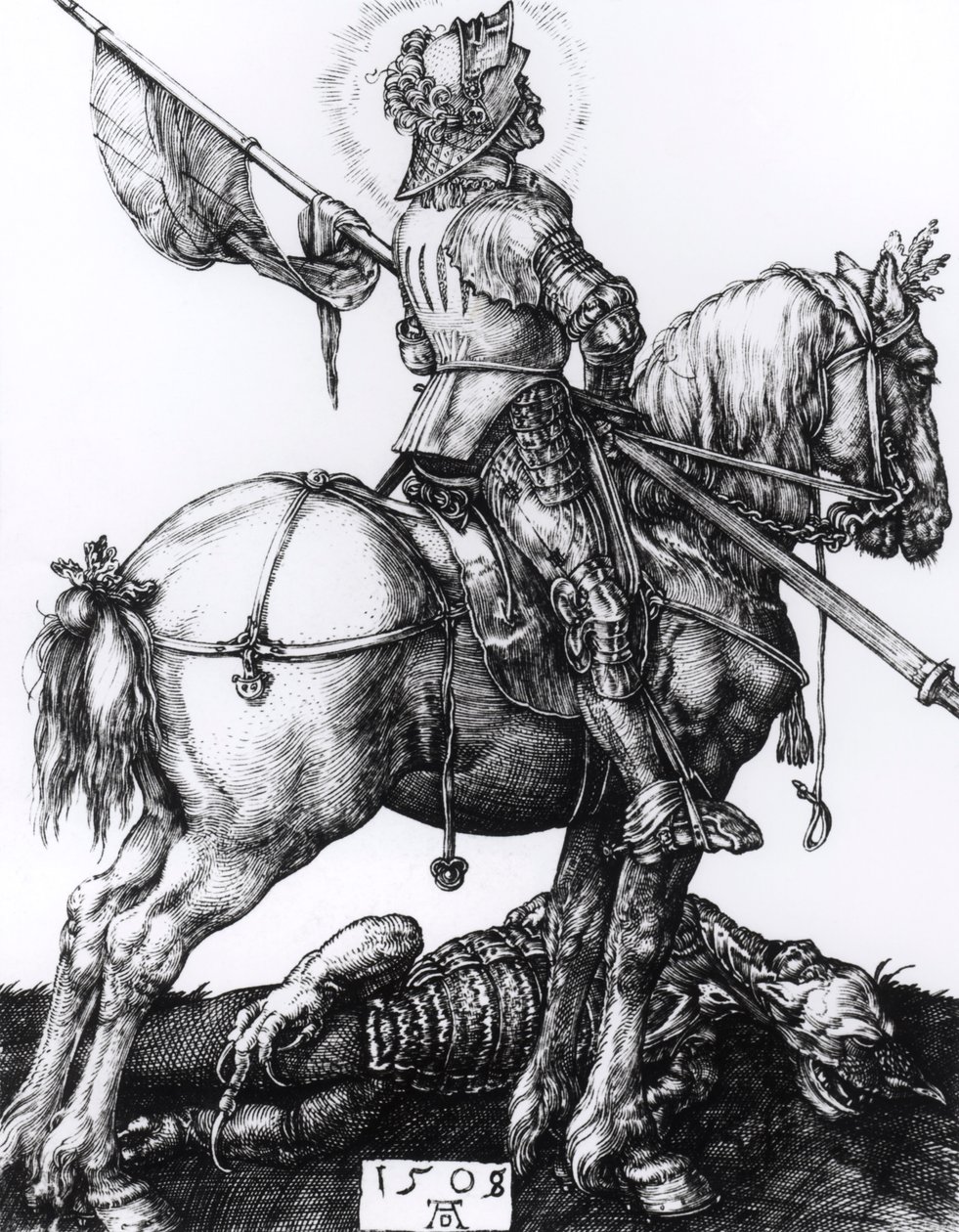 St. George and the Dragon, 1508 (kaiverrus) tekijältä Albrecht Dürer