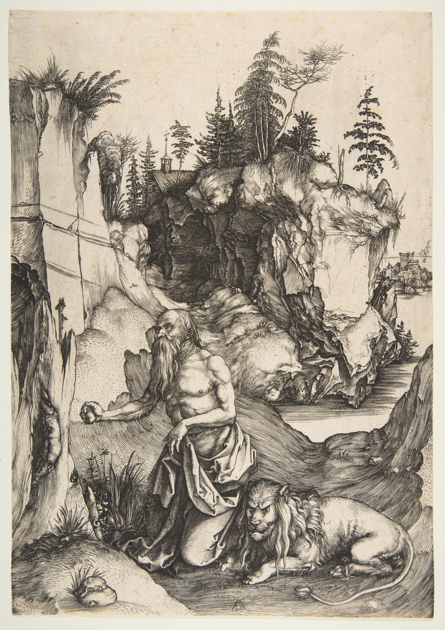 Pyhä Hieronymus katuvainen erämaassa tekijältä Albrecht Dürer