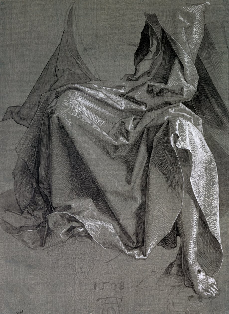 Tutkimus Kristuksen viitoista, 1508 (guassi ja muste paperille) tekijältä Albrecht Dürer