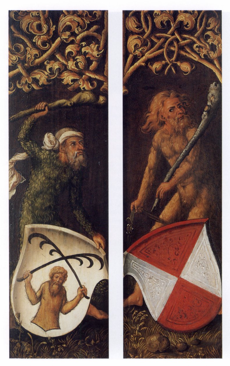 Sylvan -miehet heraldisilla kilpeillä tekijältä Albrecht Dürer