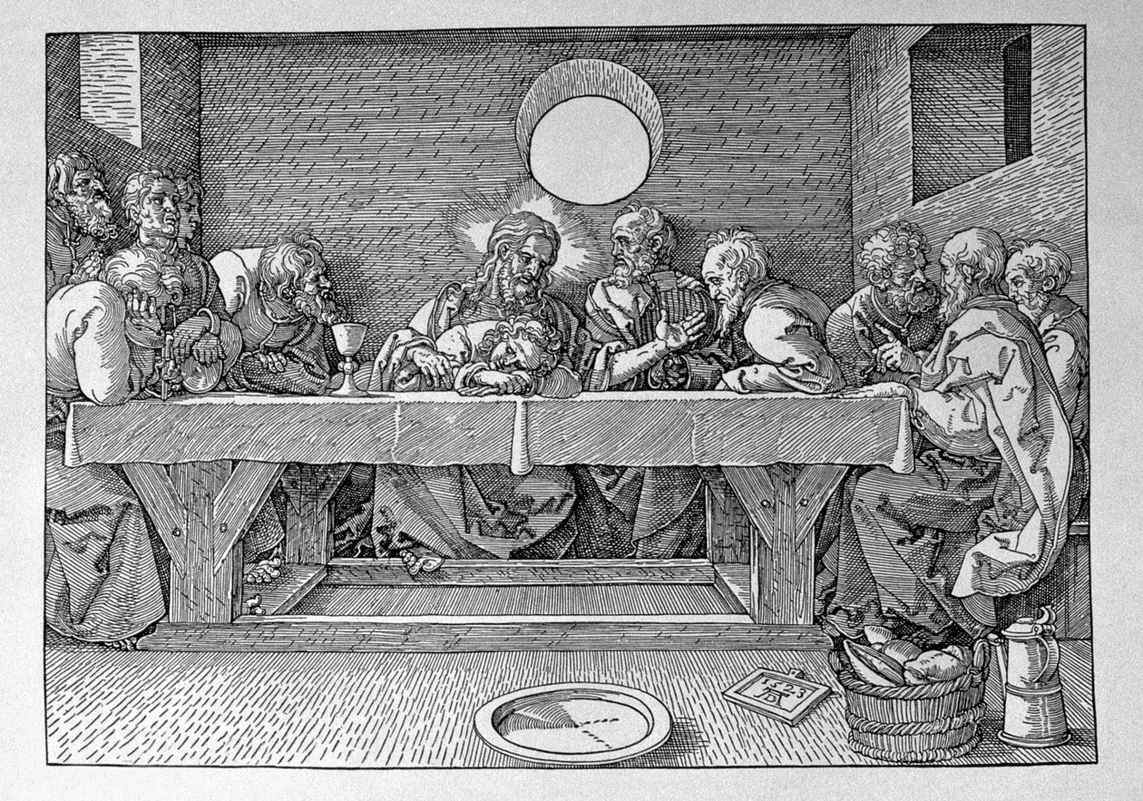 Viimeinen ehtoollinen, pub. 1523 tekijältä Albrecht Dürer
