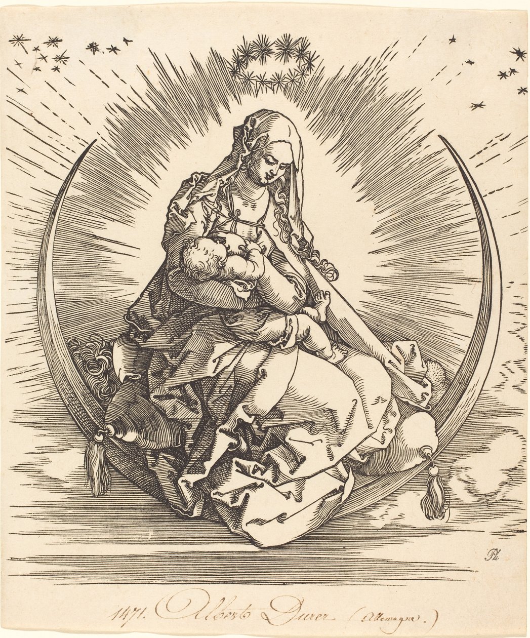 Madonna puolikuun puolella tekijältä Albrecht Dürer