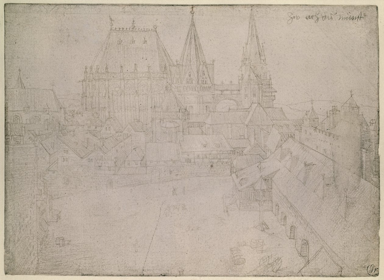 Aachenin kirkko, 1520 (hopeakärki paperille) tekijältä Albrecht Dürer
