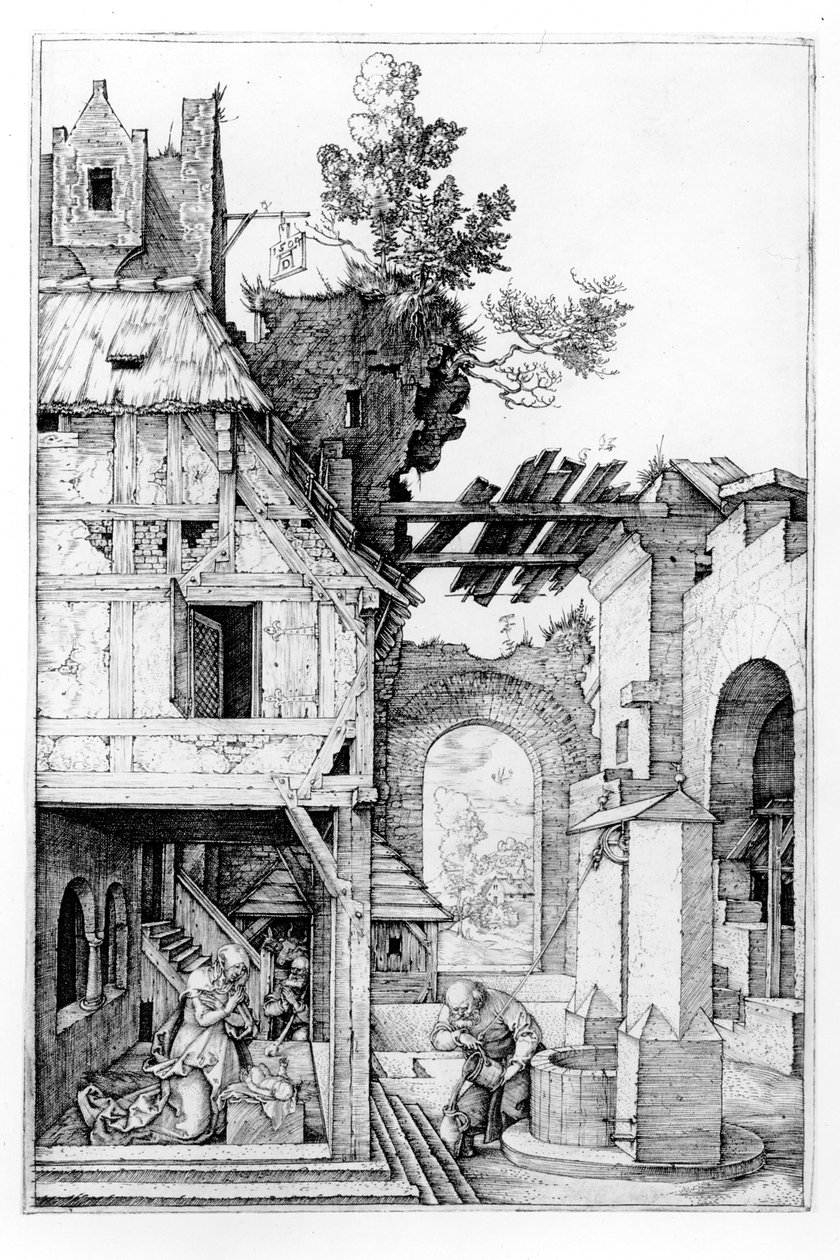 Syntymä, n. 1504 tekijältä Albrecht Dürer