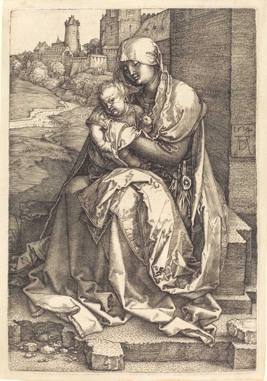 Neitsyt ja lapsi seinän vieressä tekijältä Albrecht Dürer